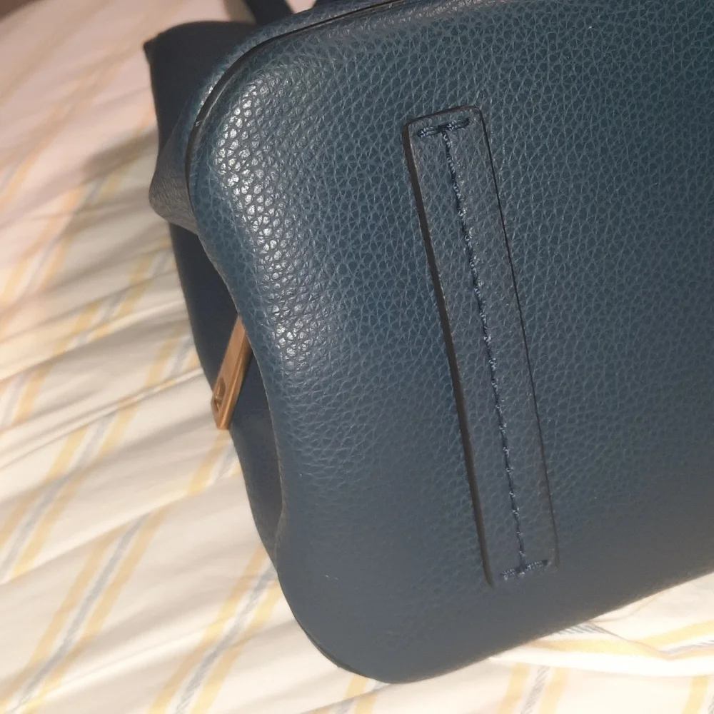 MARC JACOBS Editor Leather Tote Bag Blue Sea Navy Red Everyday Versatile Classic - Picture 8 of 16